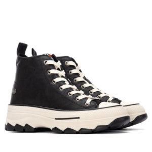 Γυναικεία μαύρα chunky sneakers μποτάκια Refresh 173078 με τρακτερωτή σόλα και κορδόνια για σταθερή εφαρμογή