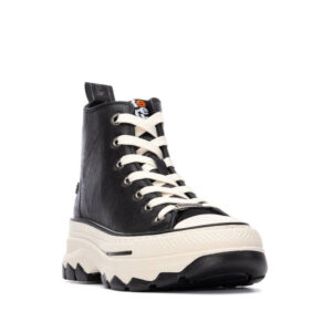 Γυναικεία μαύρα chunky sneakers μποτάκια Refresh 173078 με τρακτερωτή σόλα και κορδόνια για σταθερή εφαρμογή