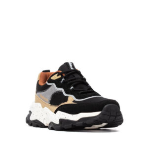 Γυναικεία μαύρα sneaker chunky Refresh 173104 με ελαστικά κορδόνια, αντιολισθητική σόλα και μοντέρνο casual design