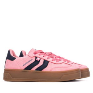 XTI 144586 ροζ γυναικεία sneakers με λευκές λεπτομέρειες και καφέ σόλα