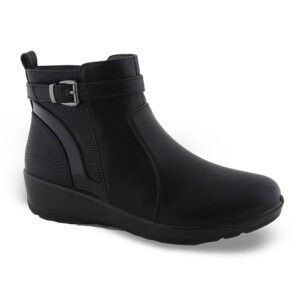 Zak Shoes SD65112 μαύρα γυναικεία μποτάκια με σφήνα, φερμουάρ και αγκράφα