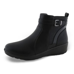 Zak Shoes SD65112 μαύρα γυναικεία μποτάκια με σφήνα, φερμουάρ και αγκράφα