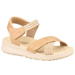 Γυναικεία ανατομικά πέδιλα Amarpies ABZ30159 σε μπεζ χρώμα με ελαστικά λουράκια και σόλα πλατφόρμα