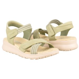 Γυναικεία ανατομικά πέδιλα Amarpies ABZ30159 σε χακί χρώμα με ελαστικά λουράκια και σόλα πλατφόρμα