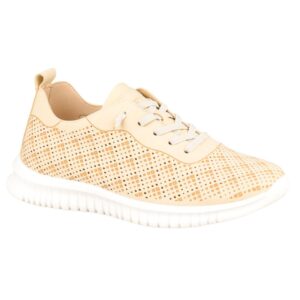 Γυναικεία ανατομικά sneaker Amarpies AOG30087 σε μπεζ χρώμα με διάτρητο σχέδιο και κορδόνια