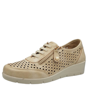 Γυναικεία ανατομικά sneakers Mysoft 26M206 BEIGE σε μπεζ χρώμα με αναπαυτικό πάτο memory foam και φερμουάρ.