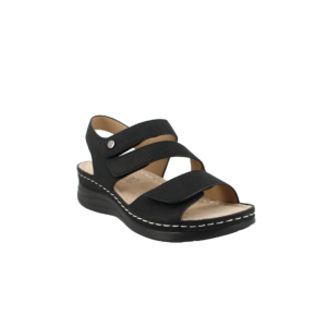 Γυναικεία comfort πέδιλα Antrin 28.SUNNY σε μαύρο χρώμα με ανατομικό πάτο και διπλό κούμπωμα velcro.