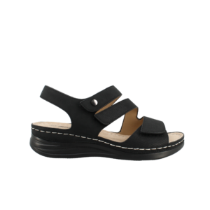 Γυναικεία comfort πέδιλα Antrin 28.SUNNY σε μαύρο χρώμα με ανατομικό πάτο και διπλό κούμπωμα velcro.