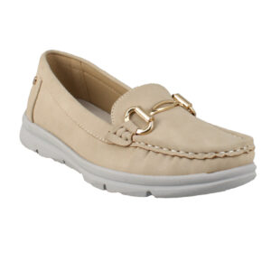 Γυναικεία ανατομικά μοκασίνια Antrin MIKALA-200 σε μπεζ χρώμα με γνήσιο δερμάτινο πέλμα