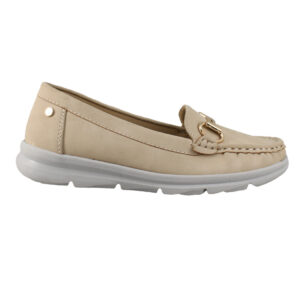 Γυναικεία ανατομικά μοκασίνια Antrin MIKALA-200 σε μπεζ χρώμα με γνήσιο δερμάτινο πέλμα