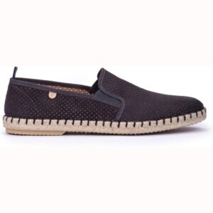 Ανδρικές δερμάτινες εσπαντρίγιες Verbenas Tom Hole/Micro σε ανθρακί χρώμα με διάτρητο suede δέρμα και σόλα σχοινί