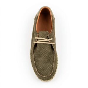 Ανδρικές δερμάτινες εσπαντρίγιες Verbenas Truman Hole σε χακί χρώμα με διάτρητο nubuck δέρμα και σόλα από γιούτα.