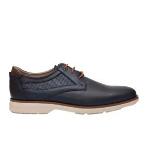 Ανδρικά δερμάτινα casual Derby παπούτσια DJ Santa 353 σε μπλε χρώμα με διάτρητα πλαϊνά και λευκή σόλα