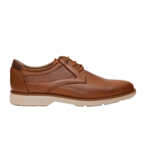 Ανδρικά δερμάτινα casual Derby παπούτσια DJ Santa 353 σε ταμπά χρώμα με διάτρητες λεπτομέρειες και λευκή σόλα