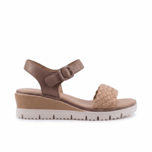 Γυναικείες ανατομικές πλατφόρμες La Coquette 45308-F2 σε ταμπά χρώμα με πλεκτή φάσα και δίχρωμη σόλα.