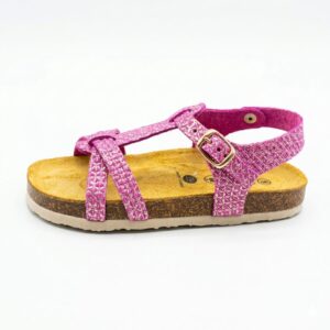 Παιδικό ανατομικό πέδιλο Plakton Cross-135384 σε φούξια χρώμα με glitter και πάτο από φελλό