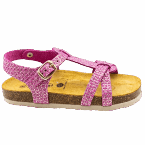 Παιδικό ανατομικό πέδιλο Plakton Cross-135384 σε φούξια χρώμα με glitter και πάτο από φελλό