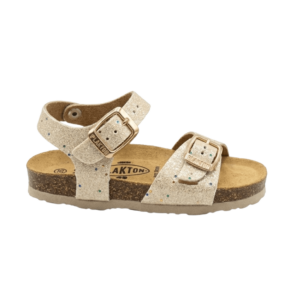 Παιδικό ανατομικό πέδιλο Plakton Lisa-131407 σε χρυσό χρώμα με glitter και πάτο από φελλό