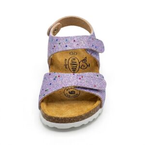 Παιδικό ανατομικό πέδιλο Plakton Patri 860037 σε λιλά χρώμα με glitter, διπλό velcro και τεχνολογία Memory Cushion