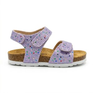 Παιδικό ανατομικό πέδιλο Plakton Patri 860037 σε λιλά χρώμα με glitter, διπλό velcro και τεχνολογία Memory Cushion