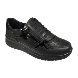 B-Soft 197/63-26 ανατομικά γυναικεία sneakers σε μαύρο χρώμα με φερμουάρ και ελαστικά κορδόνια.