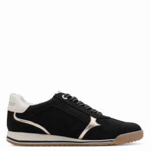 Marco Tozzi 2-23734-46-001 ανατομικά γυναικεία sneakers σε μαύρο χρώμα με χρυσές λεπτομέρειες και φερμουάρ