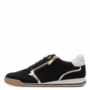 Marco Tozzi 2-23734-46-001 ανατομικά γυναικεία sneakers σε μαύρο χρώμα με χρυσές λεπτομέρειες και φερμουάρ
