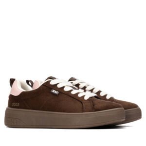 Xti 146270 ανατομικά αδιάβροχα γυναικεία sneakers σε καφέ χρώμα με ροζ λεπτομέρεια στη φτέρνα και πάτο Memory Foam