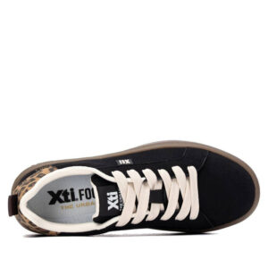 Xti 146270 ανατομικά αδιάβροχα γυναικεία sneakers σε μαύρο χρώμα με λεοπάρ παραλλαγή και πάτο Memory Foam